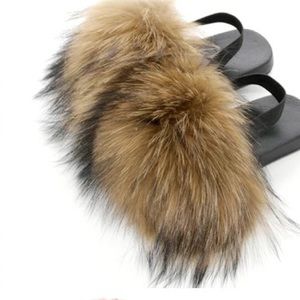 Baby toddler fur slippers